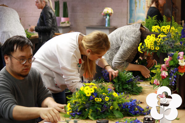 Students making a sympathy design